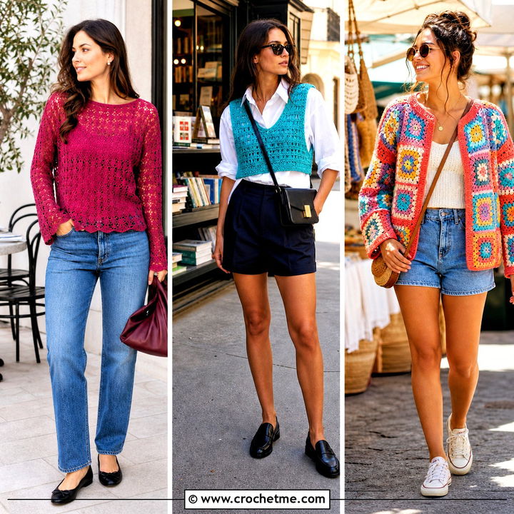 35 Summer Crochet Sweater Outfit Ideas for Cool Coastal Nights