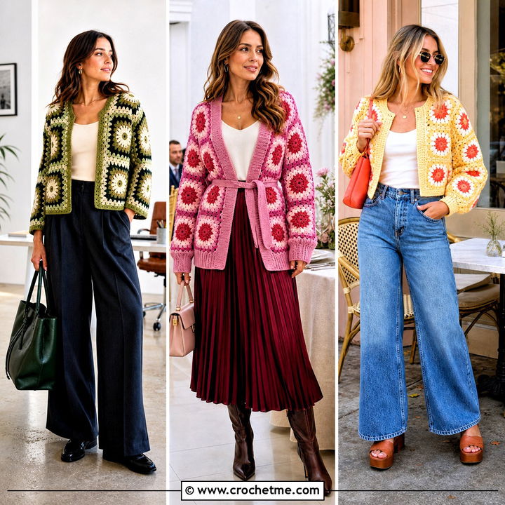 35 Sunburst Granny Square Cardigan Outfit Ideas for Cozy Style