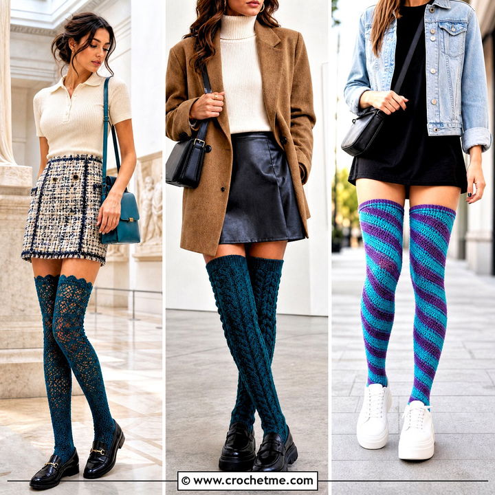 35 Thigh High Crochet Socks Outfit Ideas for Cozy Fall Looks