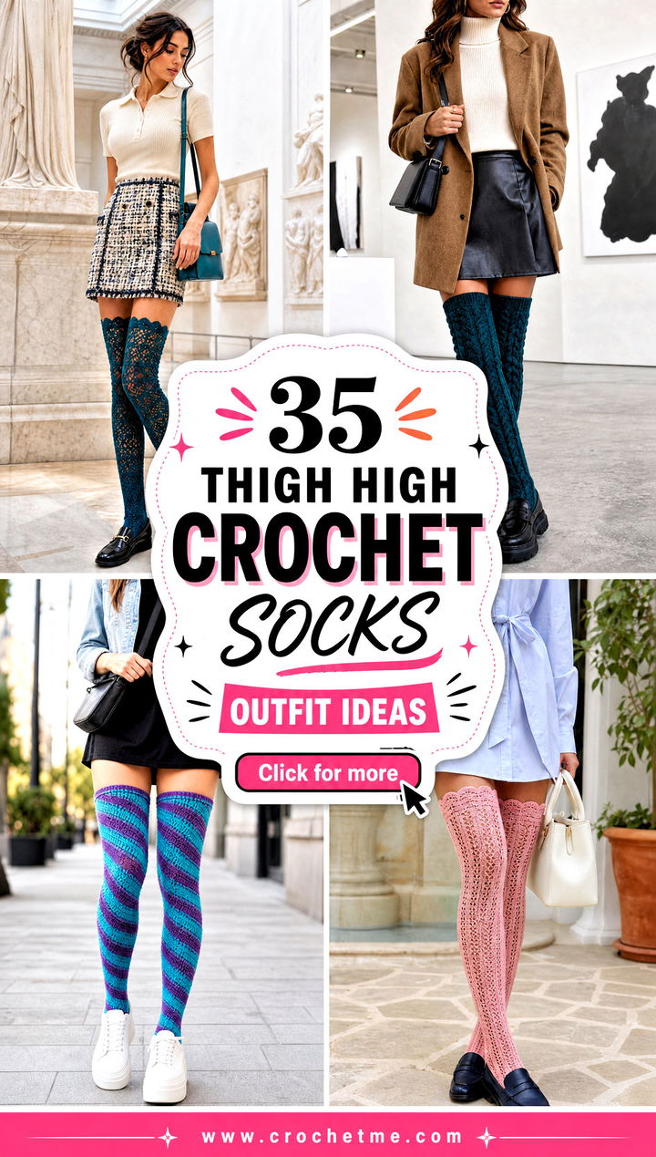 35 thigh high crochet socks outfit ideas - 35 thigh high crochet socks outfit ideas