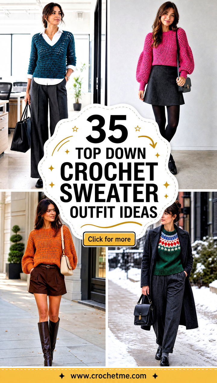 35 top down crochet sweater outfit ideas - 35 top down crochet sweater outfit ideas