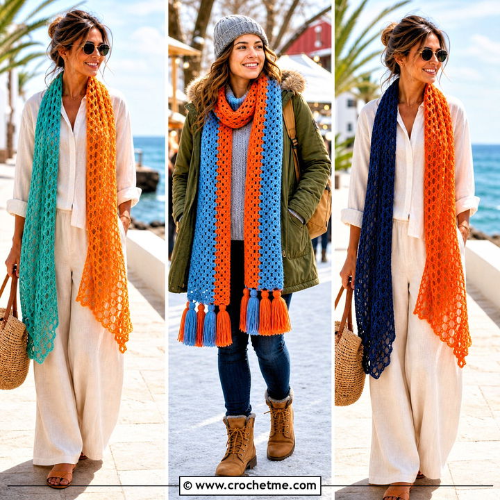 35 Two Color Crochet Scarf Outfit Ideas for Stylish Layers