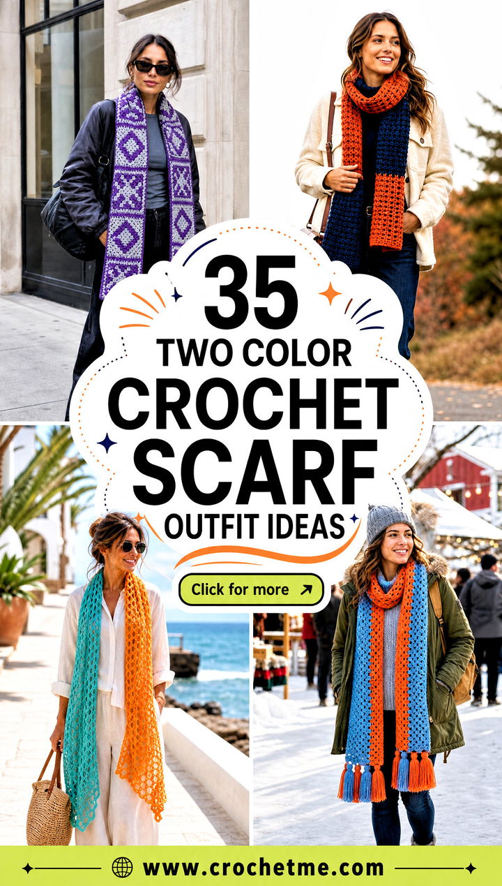 35 two color crochet scarf outfit ideas - 35 two color crochet scarf outfit ideas