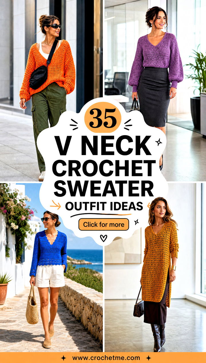 35 v neck crochet sweater outfit ideas - 35 v neck crochet sweater outfit ideas
