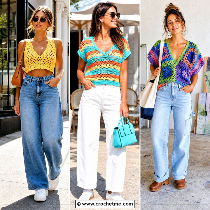 35 V Neck Crochet Top Outfit Ideas for Chic Summer Looks