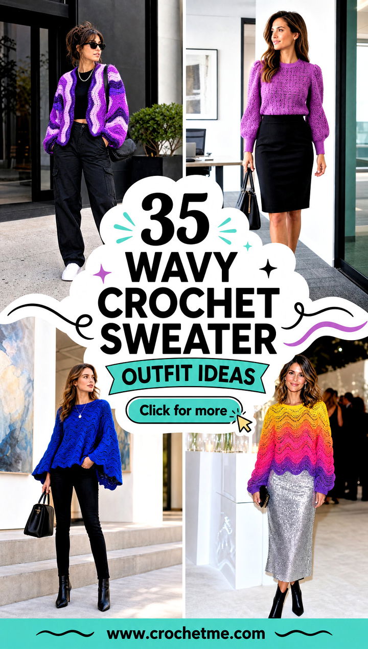 35 wavy crochet sweater outfit ideas - 35 wavy crochet sweater outfit ideas