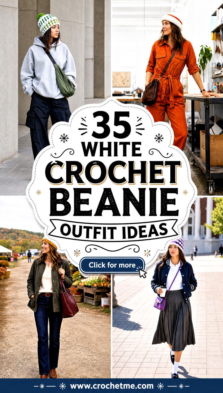 35 white crochet beanie outfit ideas - 35 white crochet beanie outfit ideas