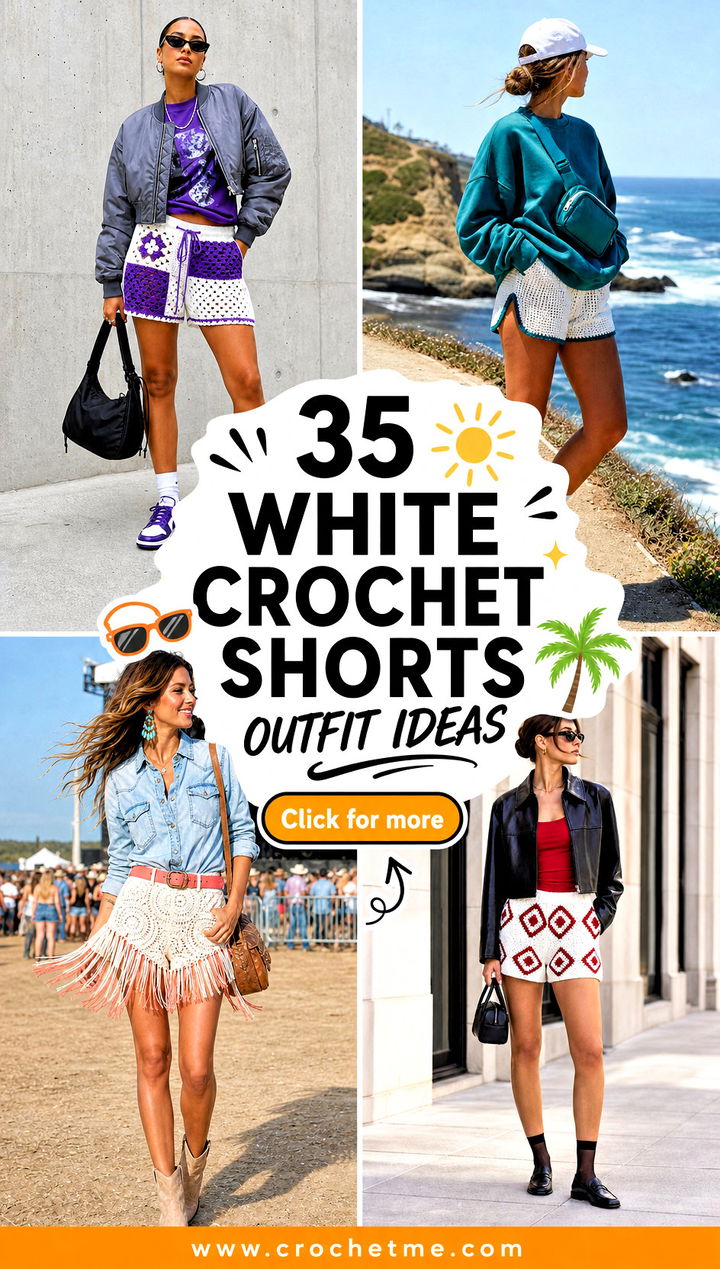 35 white crochet shorts outfit ideas - 35 white crochet shorts outfit ideas