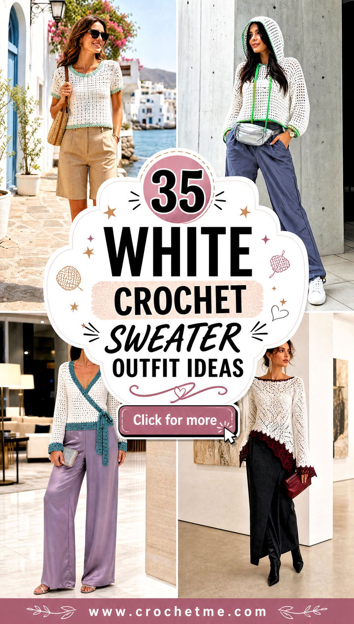 35 white crochet sweater outfit ideas - 35 white crochet sweater outfit ideas