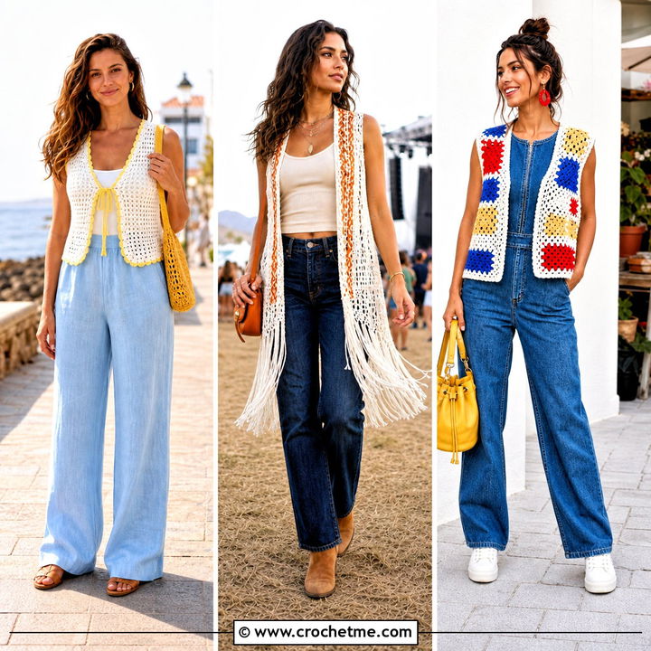 35 White Crochet Vest Outfit Ideas for Fresh Layered Looks