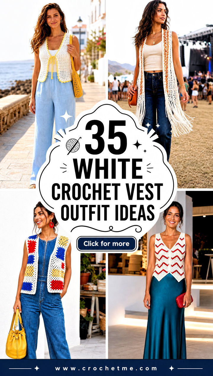 35 white crochet vest outfit ideas - 35 white crochet vest outfit ideas
