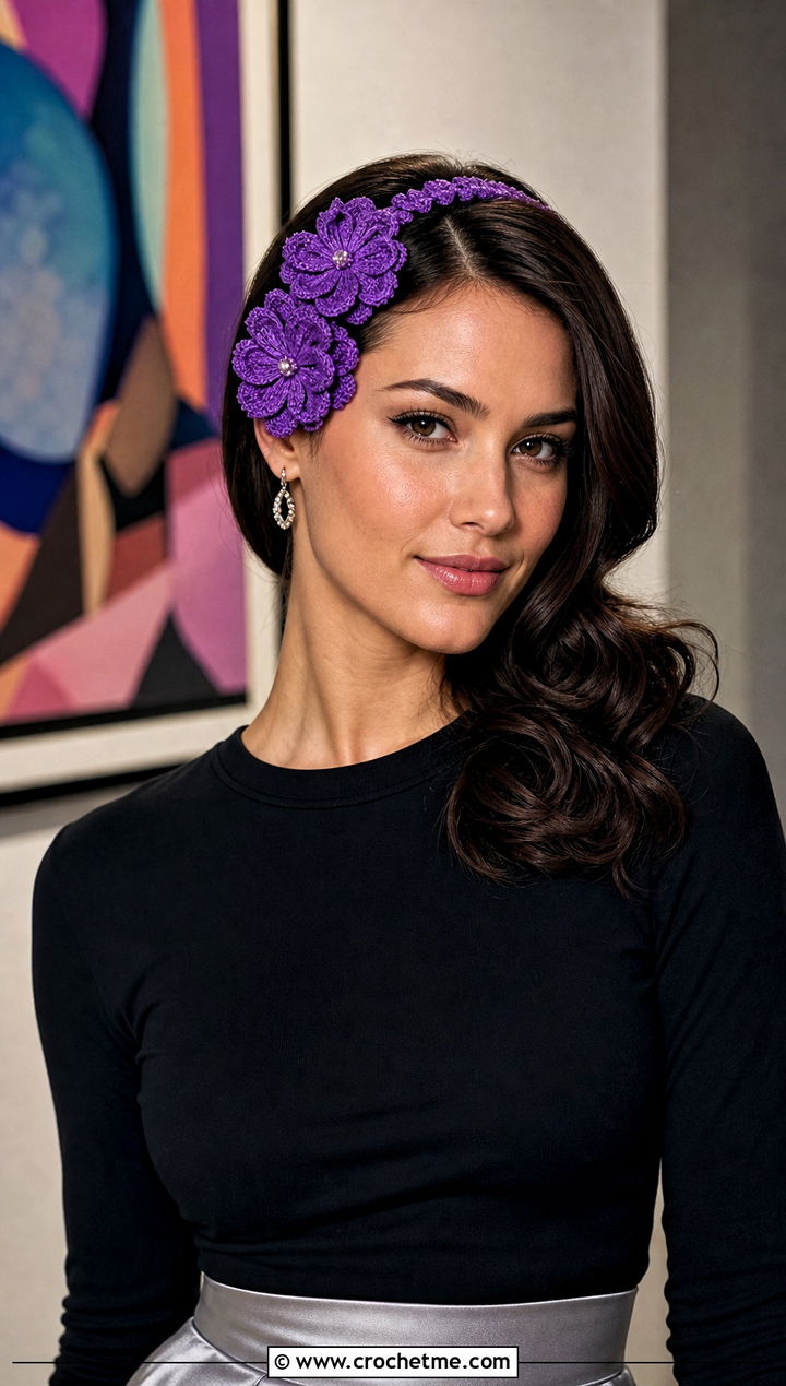 D Petal Lace Crochet Flower Headband With Satin Skirt - 15 crochet flower headband on lace background outfit ideas
