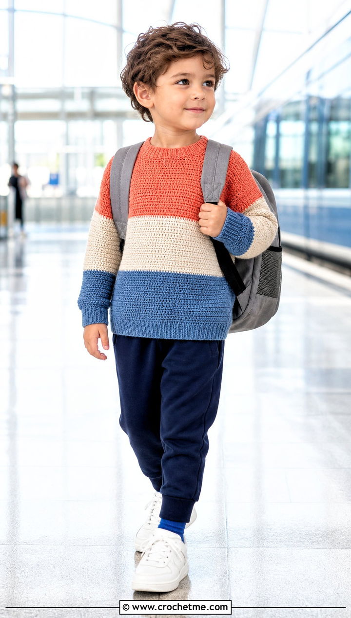 T Color Block Crochet Sweater With Track Pants - 15 5T Crochet Sweater outfit ideas