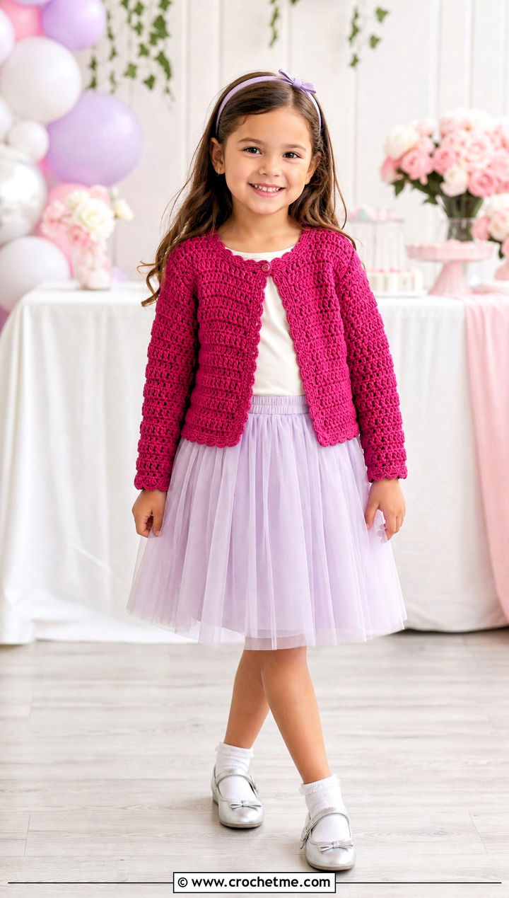 T Crochet Cardigan With Tulle Skirt - 15 crochet 5t sweater outfit ideas