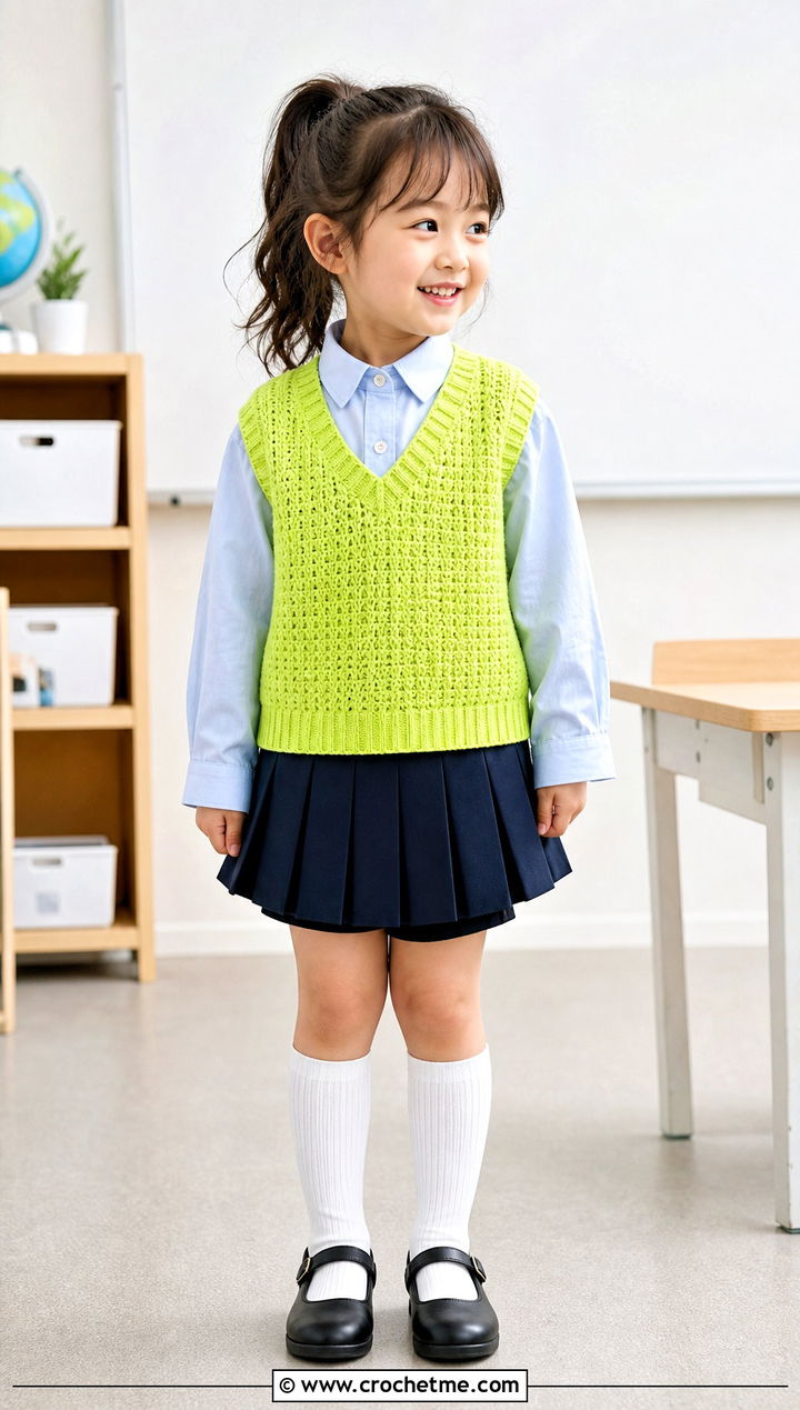 T Crochet Sweater Vest With Pleated Skirt - 15 5T Crochet Sweater outfit ideas