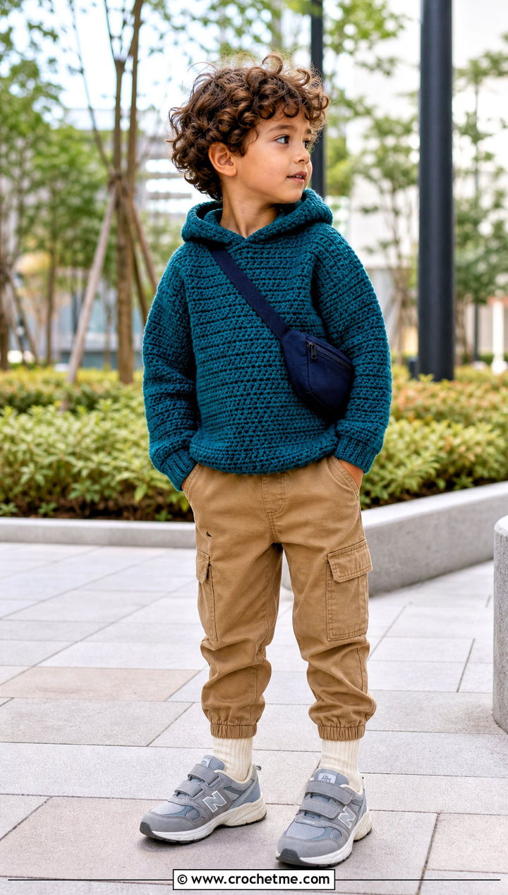 T Hooded Crochet Sweater With Cargo Joggers - 15 5T Crochet Sweater outfit ideas