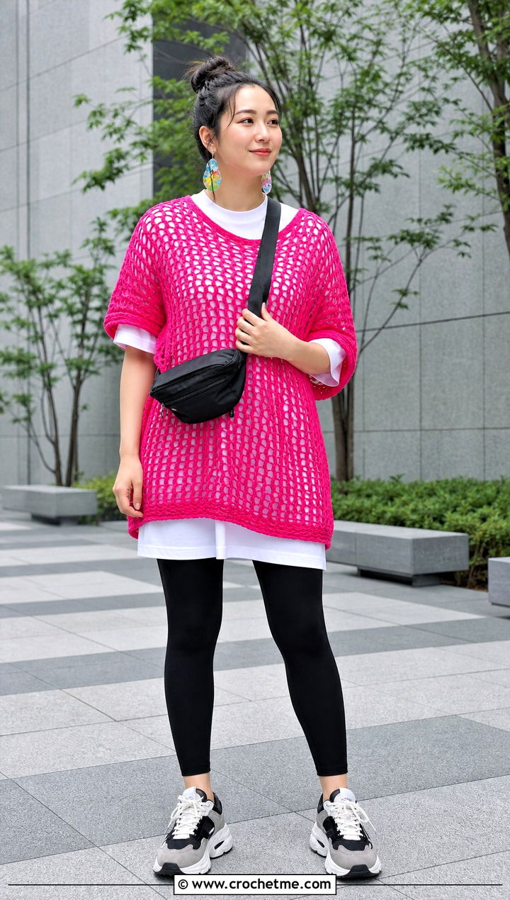 s Mesh Crochet Tunic With Leggings - 25 Crochet 80S Clothes and outfit ideas