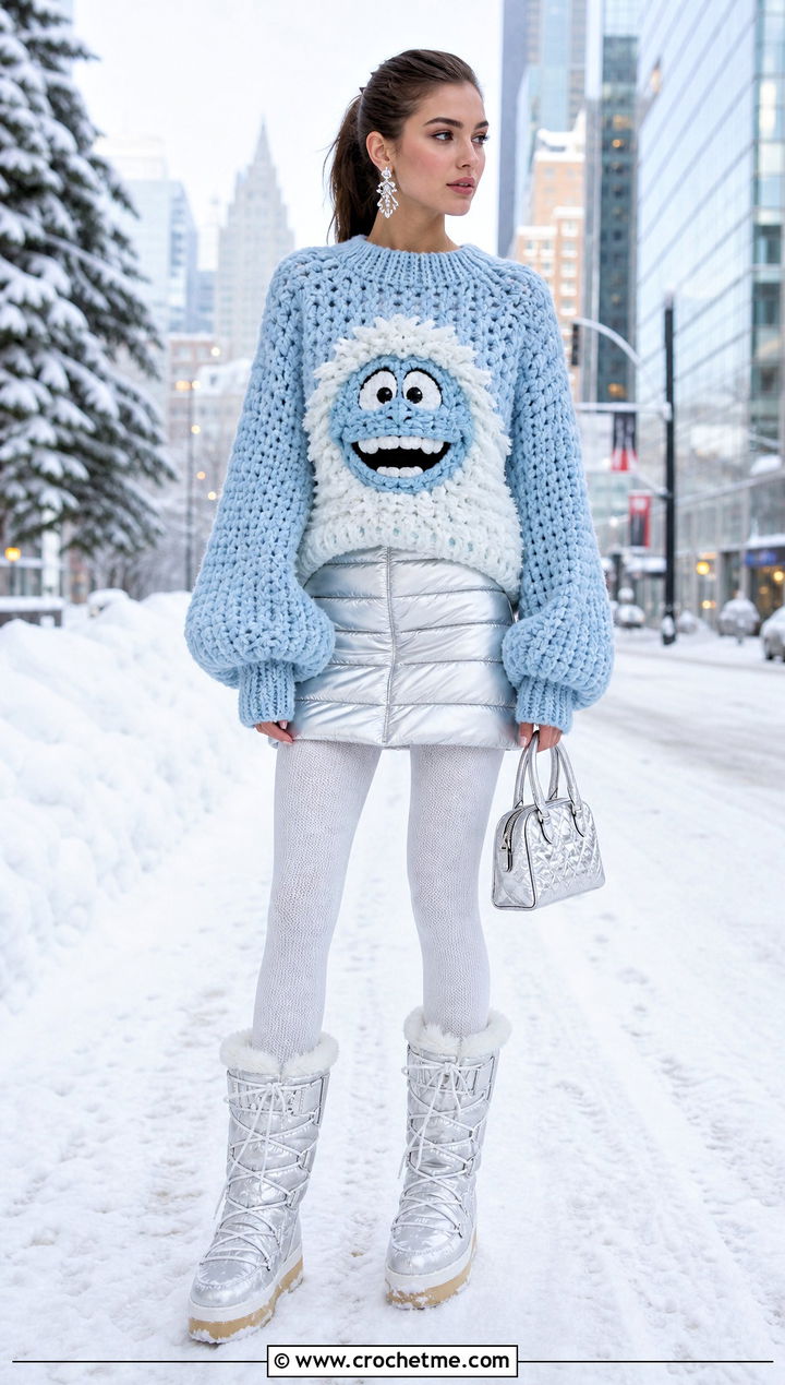Abbey Bominable Chunky Crochet Sweater With Puffer Skirt - 30 monster high crochet clothes and outfit ideas