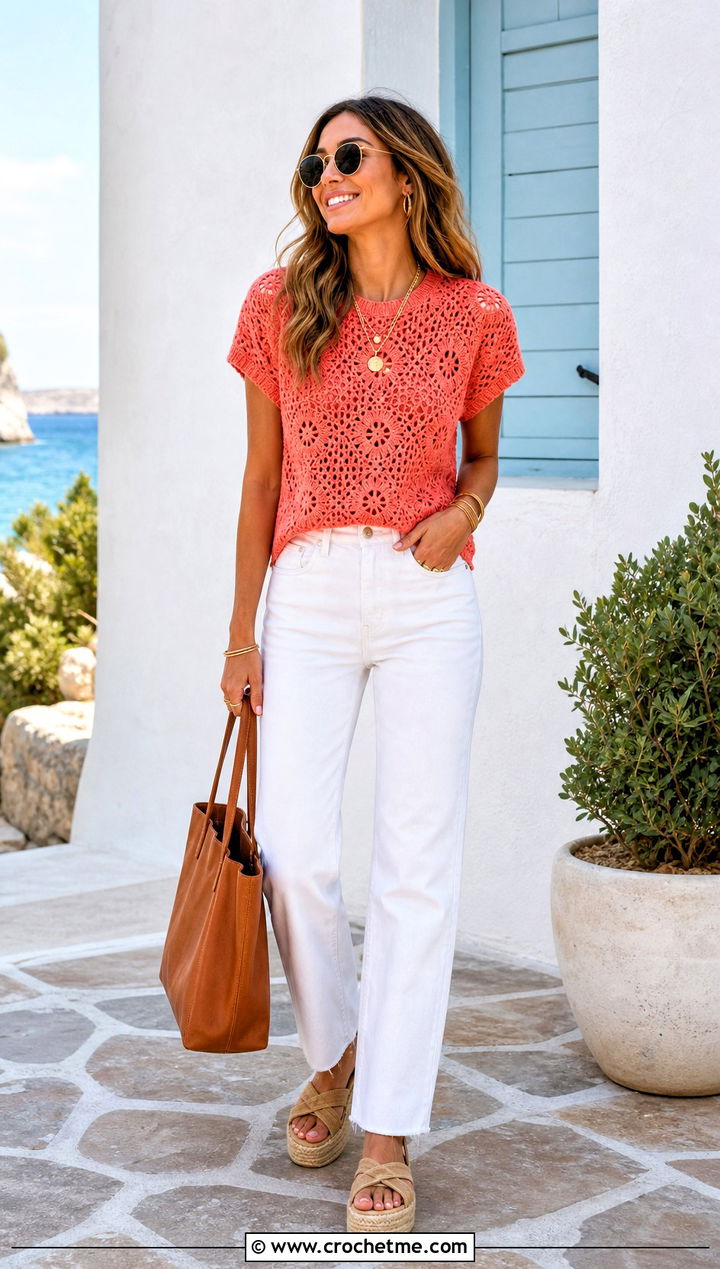 Agatha Crochet Top With White Jeans And Espadrilles - 15 Agatha Crochet Top outfit ideas