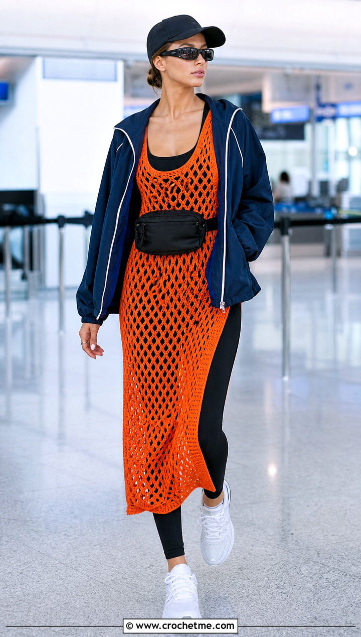 Alanui Crochet Tank Dress With Track Jacket - 15 Alanui Crochet Dress outfit ideas