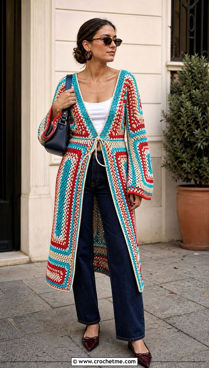 Alanui Crochet Tunic Dress With Straight Leg Jeans - 15 Alanui Crochet Dress outfit ideas