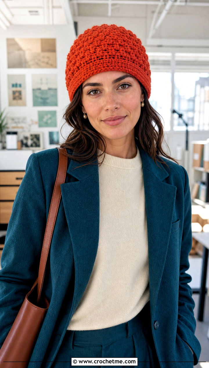 Alpine Stitch Crochet Hat With Wool Suit - 25 Easy Crochet Hats For Beginners outfit ideas