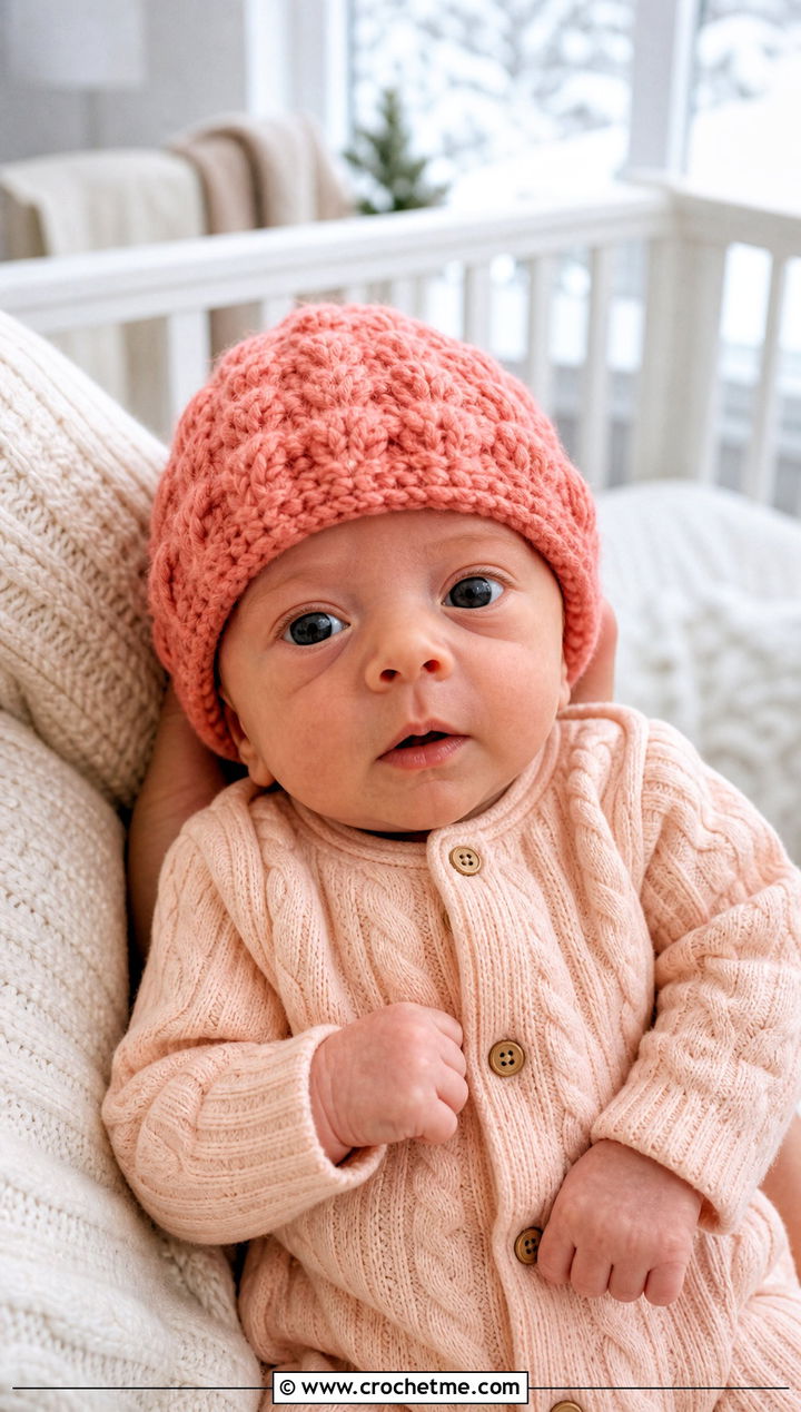 Alpine Stitch Preemie Cap With Cable Knit Romper - 30 crochet premie hats outfit ideas