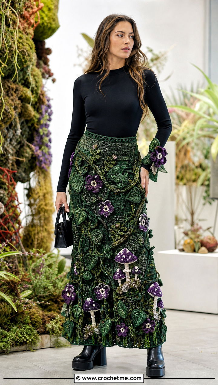 Amanita Nightshade Floral Crochet Maxi Skirt With Bodysuit - 30 monster high crochet clothes and outfit ideas
