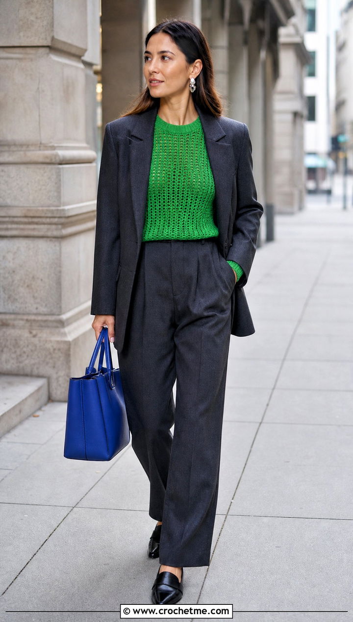 Amazon Green Fitted Crochet Jumper With Suit - 30 green crochet jumper outfit ideas