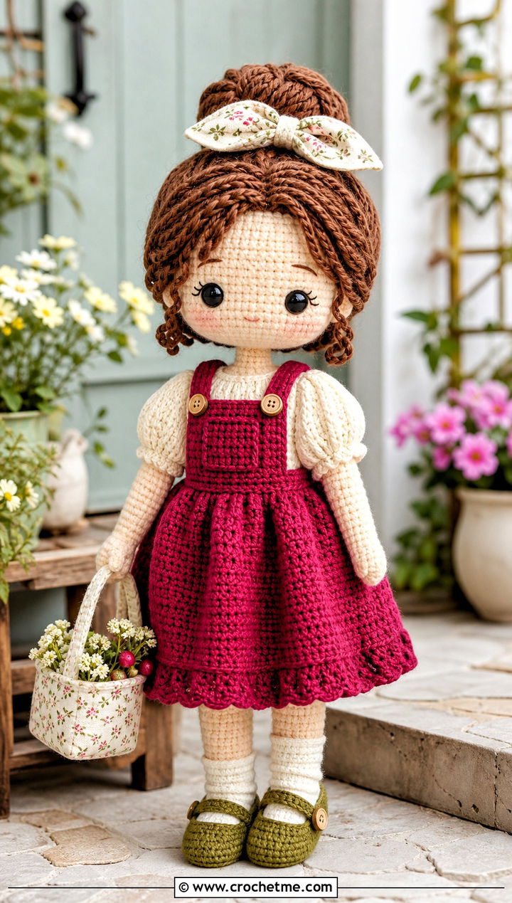 Amigurumi Apron Dress With Cottage Blouse - 25 amigurumi outfits ideas