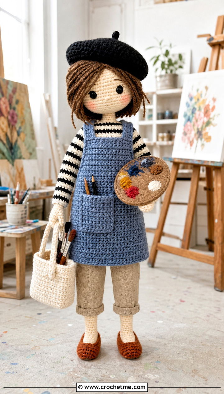 Amigurumi Artist Smock With Striped Shirt - 25 amigurumi outfits ideas