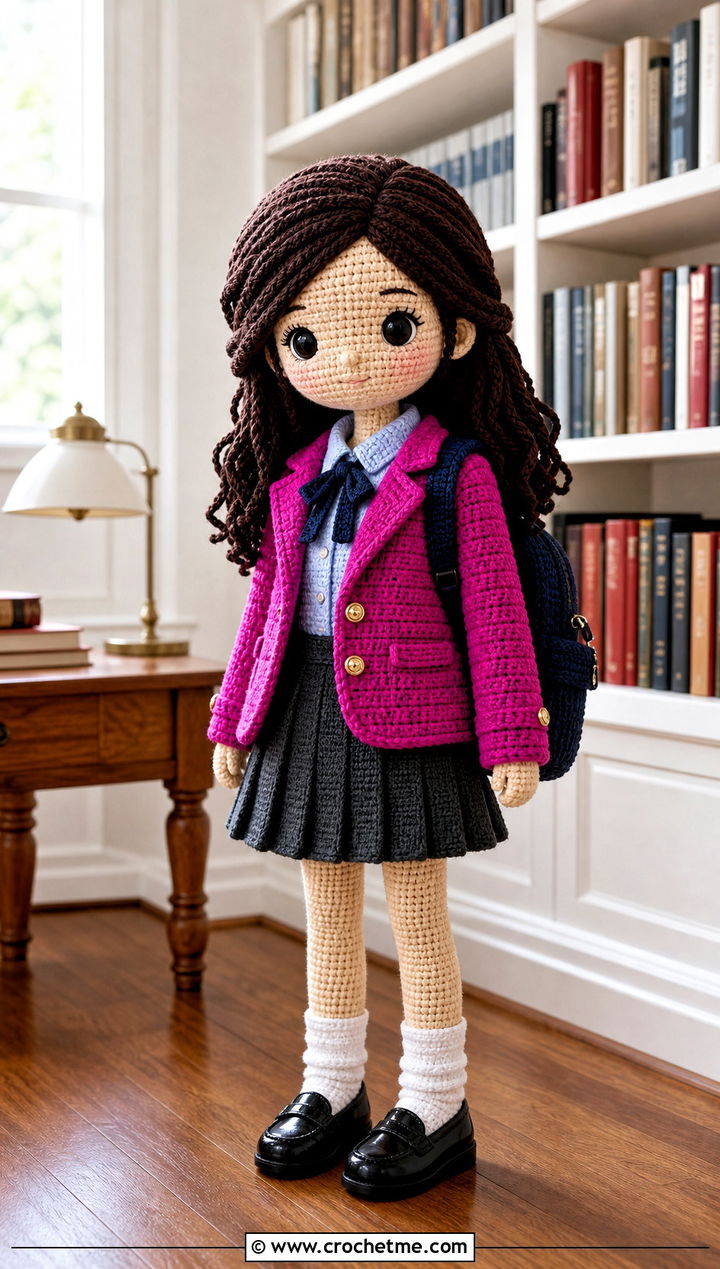 Amigurumi Blazer With Pleated Skirt And Loafers - 25 amigurumi outfits ideas