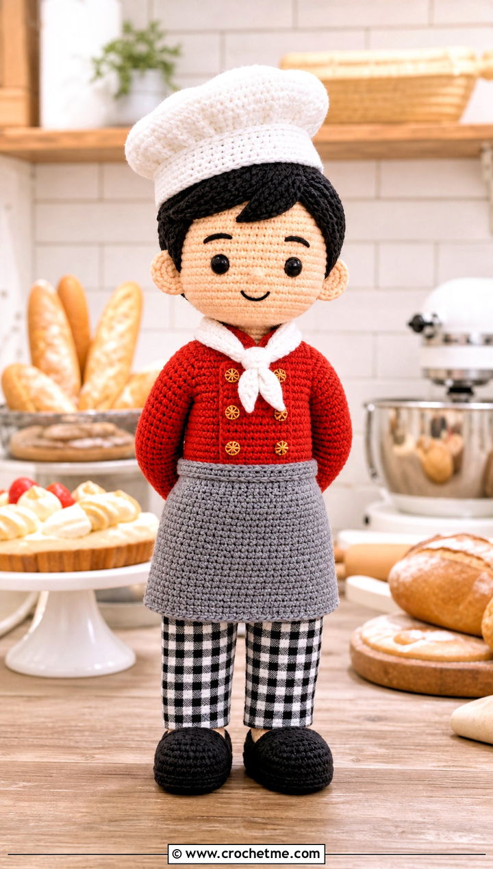 Amigurumi Chef Jacket With Gingham Pants - 25 amigurumi outfits ideas