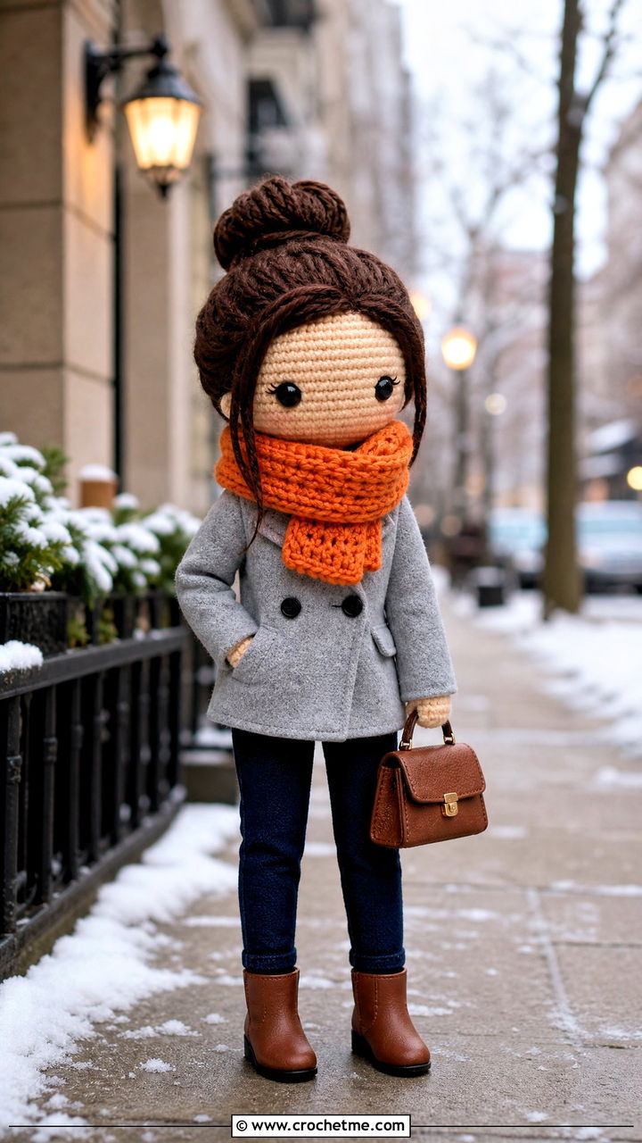 Amigurumi Chunky Crochet Scarf With Peacoat - 35 amigurumi clothes and outfit ideas