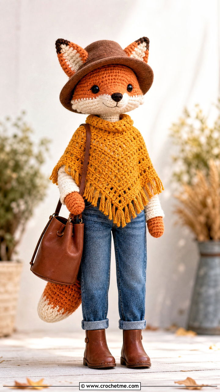 Amigurumi Crochet Poncho With Jeans - 35 amigurumi clothes and outfit ideas