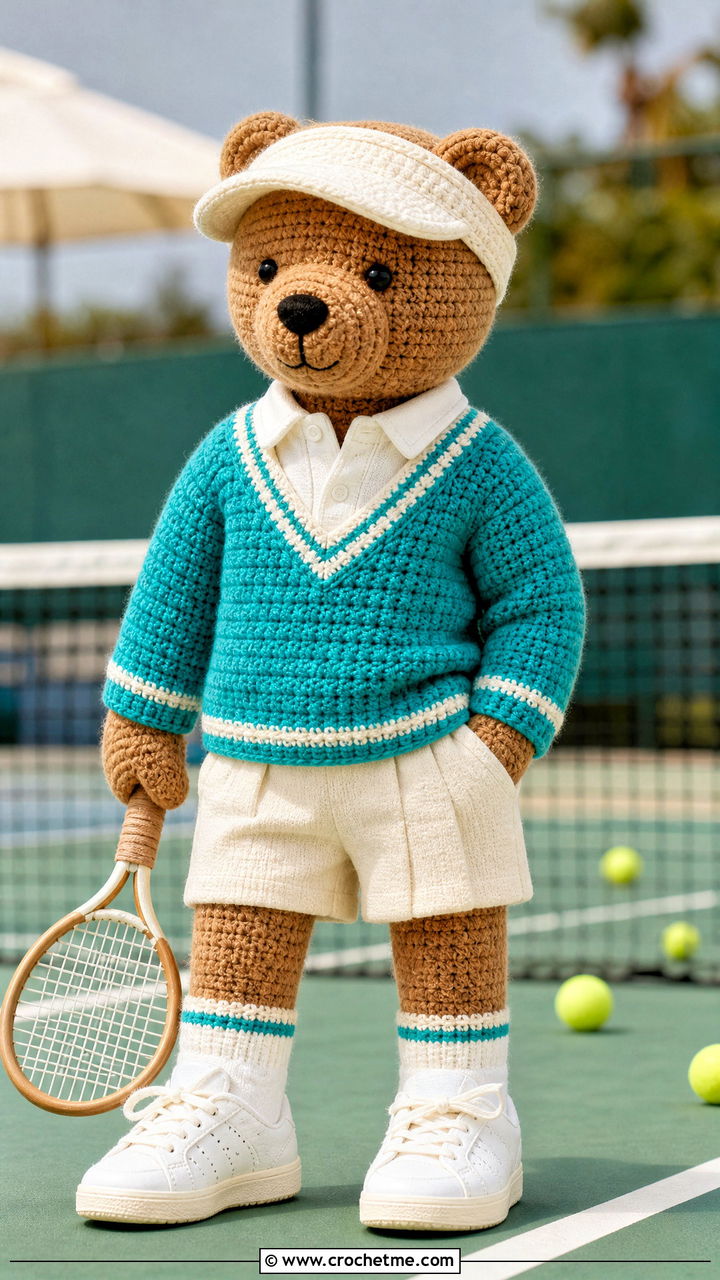 Amigurumi Crochet Tennis Sweater With Pleated Shorts - 35 amigurumi clothes and outfit ideas