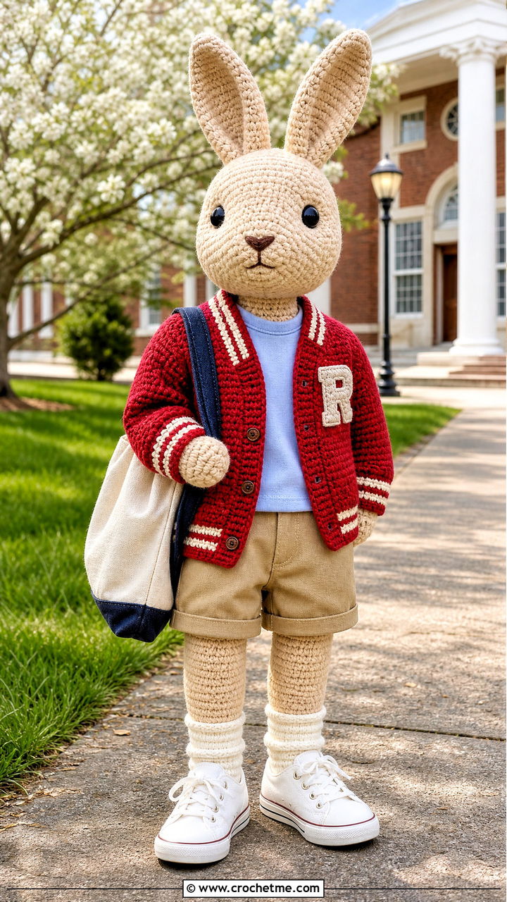 Amigurumi Crochet Varsity Cardigan Outfit - 35 amigurumi clothes and outfit ideas