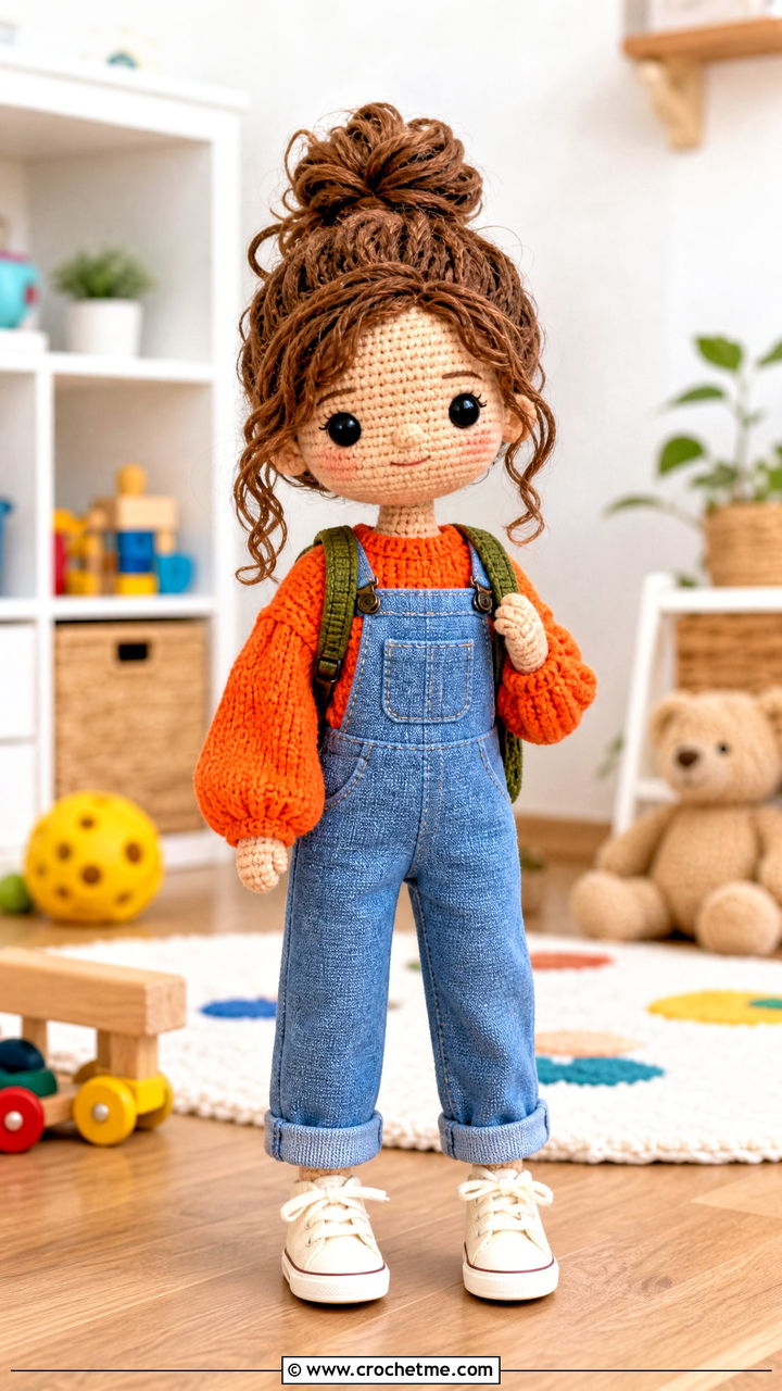 Amigurumi Cropped Crochet Sweater With Overalls - 35 amigurumi clothes and outfit ideas