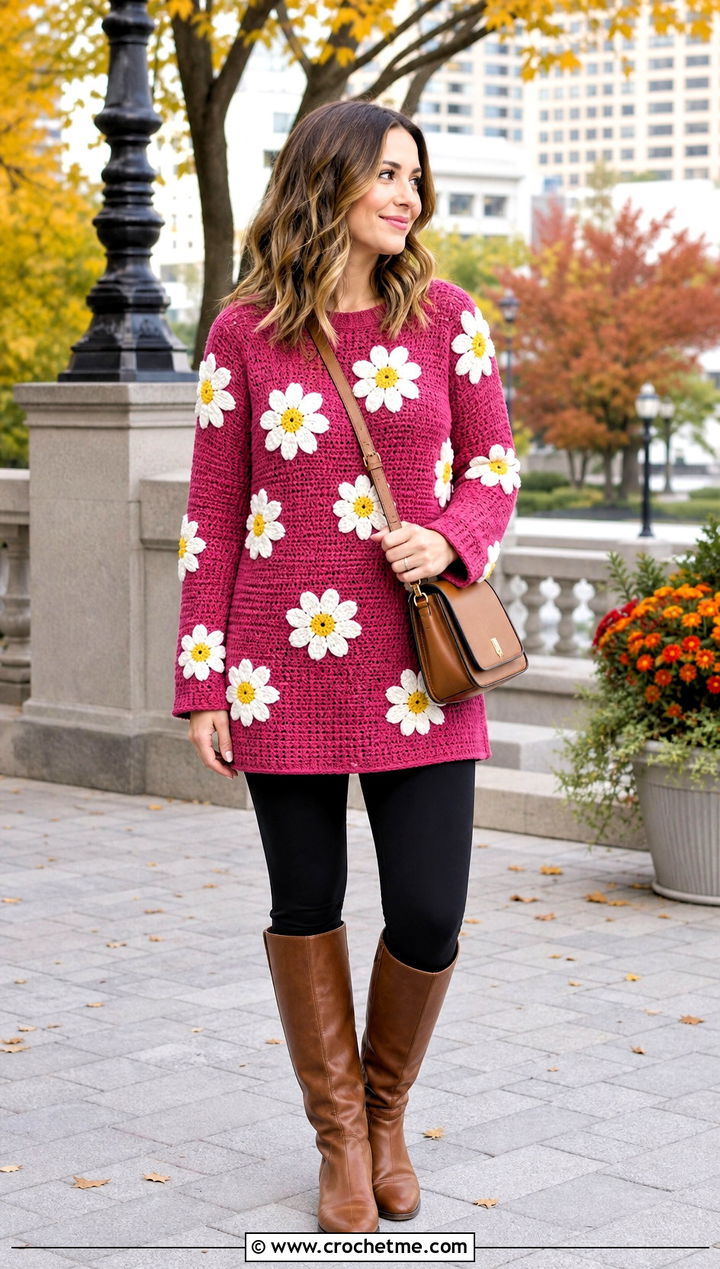 Amigurumi Daisy Tunic Shirt With Leggings - 30 Amigurumi Shirt outfit ideas