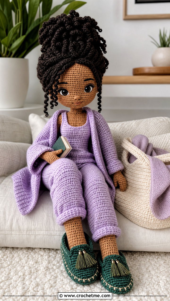 Amigurumi Doll Moccasins With Knit Lounge Set - 25 amigurumi doll shoes outfit ideas