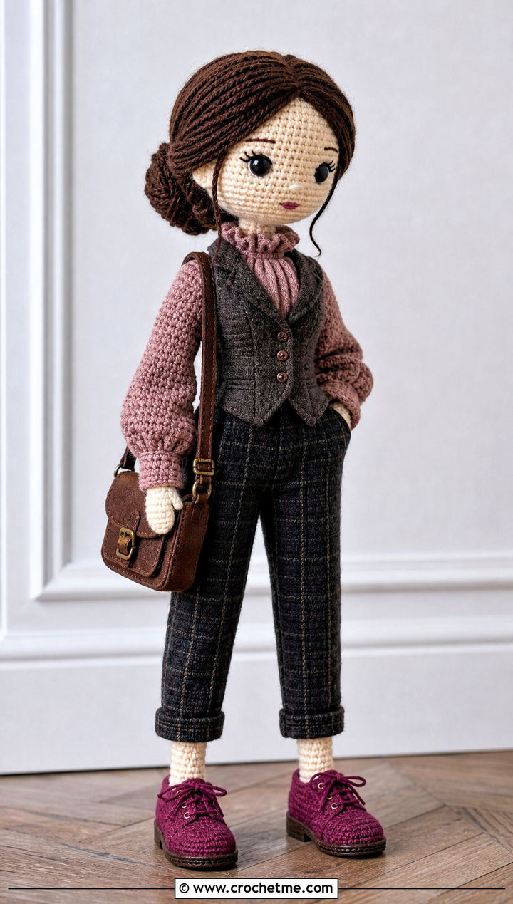 Amigurumi Doll Oxford Shoes With Plaid Trousers - 25 amigurumi doll shoes outfit ideas
