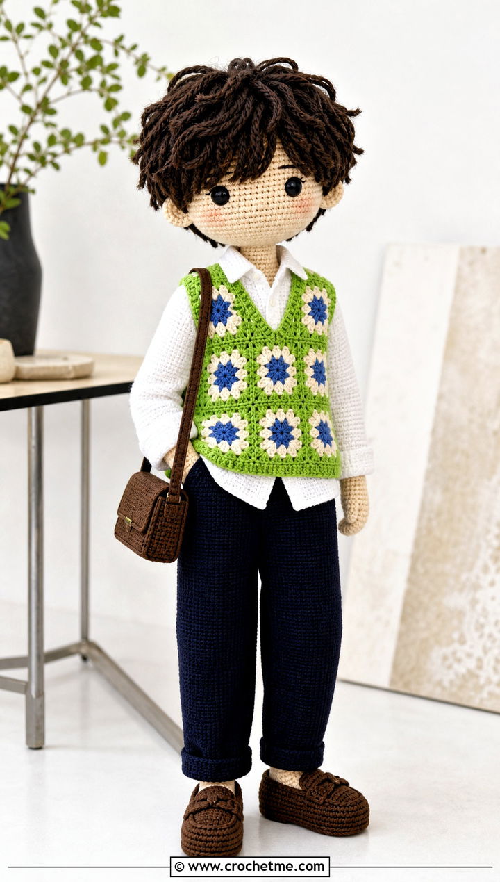 Amigurumi Granny Square Vest With Shirt And Pants - 25 amigurumi outfits ideas
