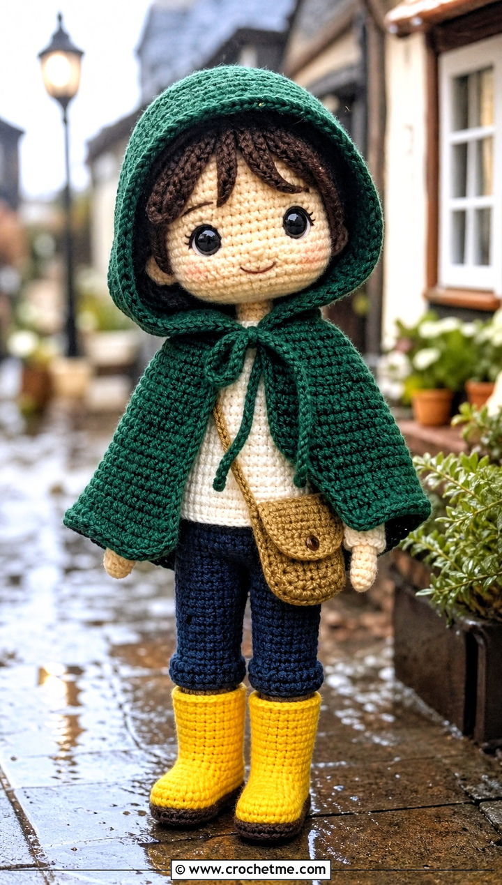 Amigurumi Hooded Cape With Rain Boots - 25 amigurumi outfits ideas