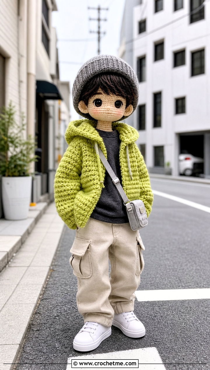 Amigurumi Hooded Jacket With Cargo Pants - 25 amigurumi outfits ideas