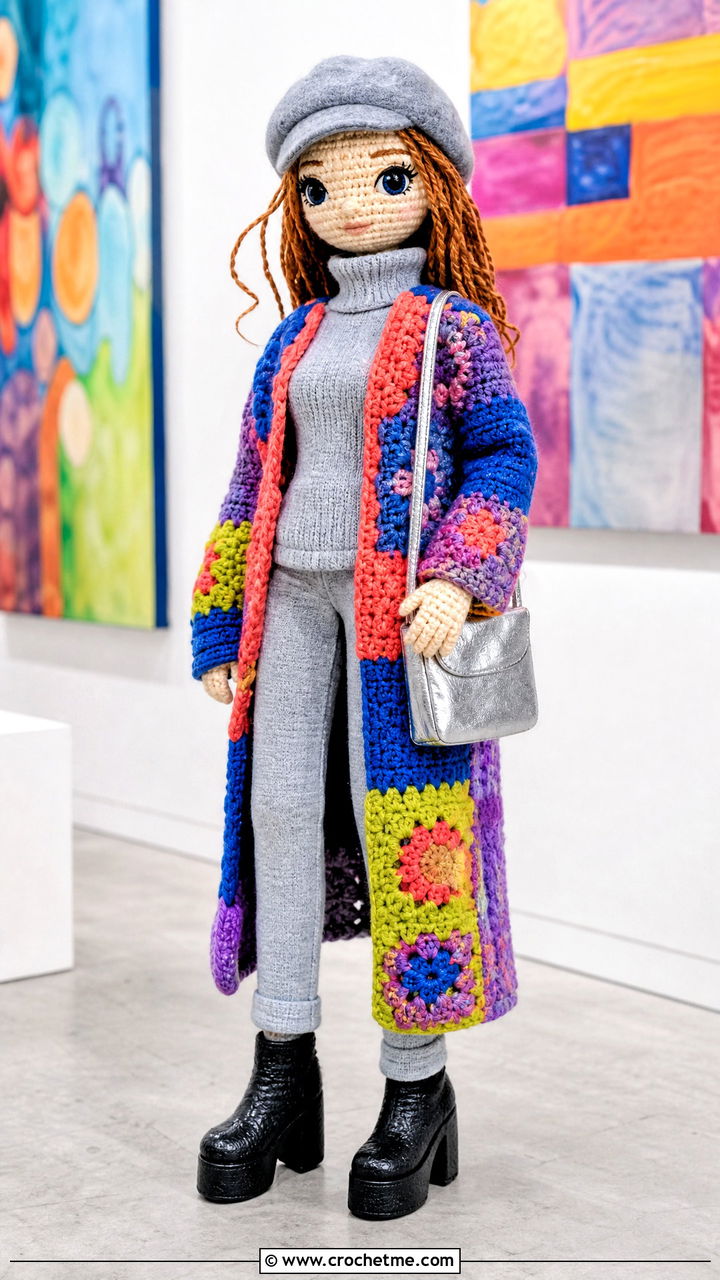 Amigurumi Patchwork Crochet Coat Outfit - 35 amigurumi clothes and outfit ideas