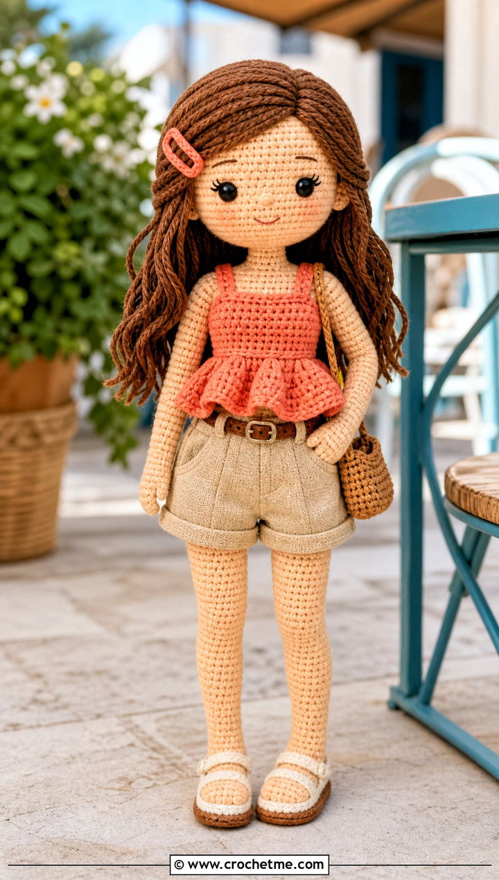 Amigurumi Peplum Top With Paper Bag Shorts - 25 amigurumi outfits ideas