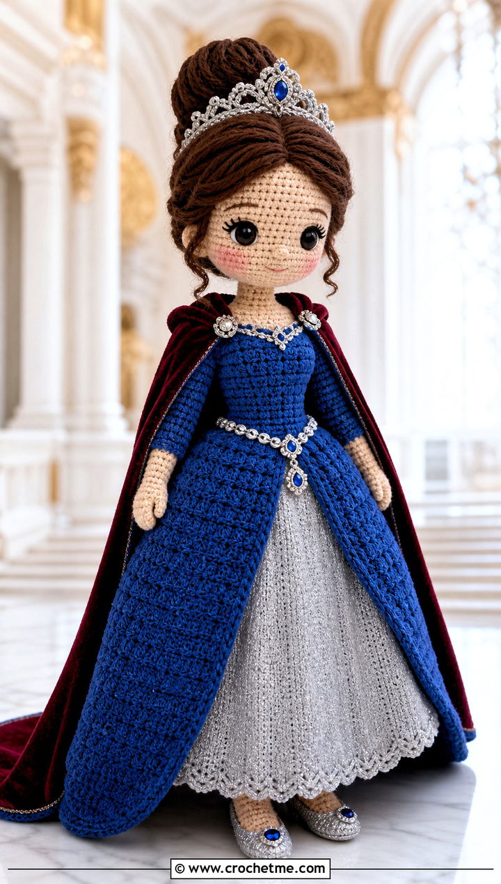 Amigurumi Princess Gown With Velvet Cape - 25 amigurumi outfits ideas