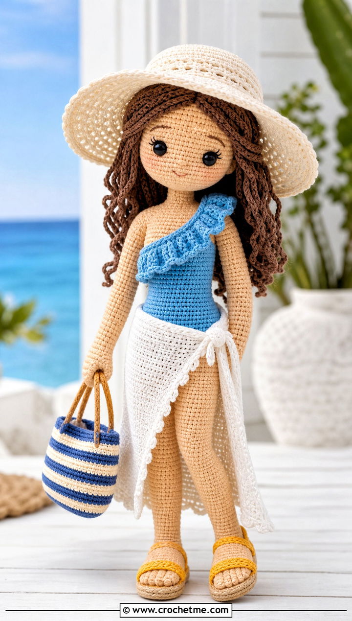 Amigurumi Ruffled Swimsuit With Sun Hat - 25 amigurumi outfits ideas
