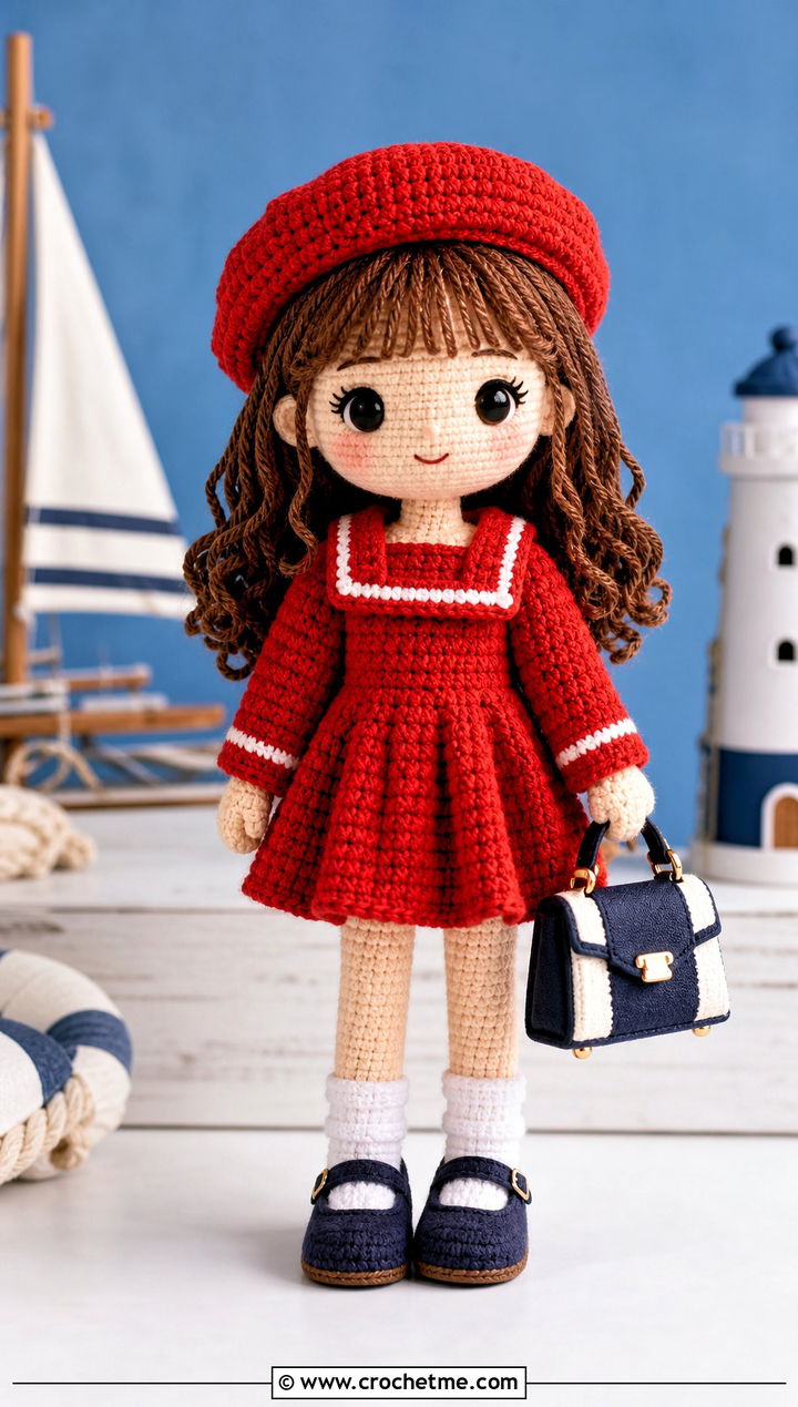 Amigurumi Sailor Dress With Crochet Beret - 25 amigurumi outfits ideas