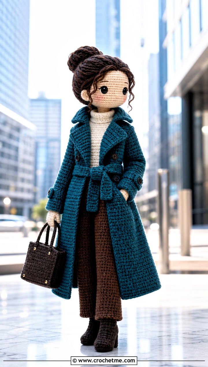 Amigurumi Trench Coat With Turtleneck And Trousers - 25 amigurumi outfits ideas